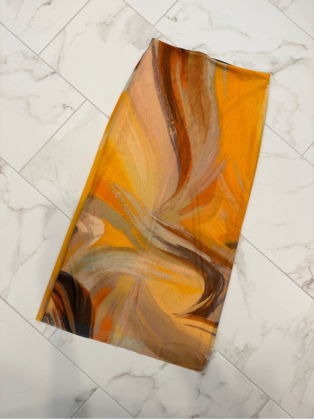 Zara Swirl-Print Yellow Pencil Skirt